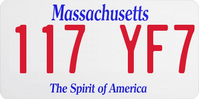 MA license plate 117YF7