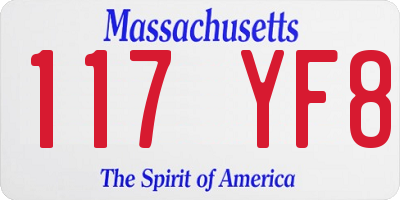 MA license plate 117YF8
