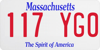 MA license plate 117YG0