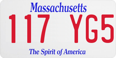 MA license plate 117YG5