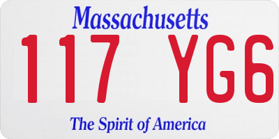 MA license plate 117YG6