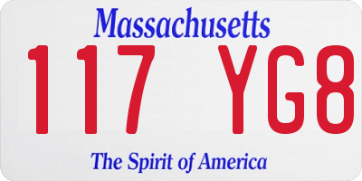 MA license plate 117YG8