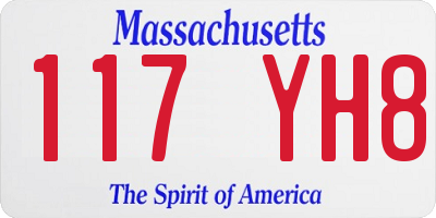 MA license plate 117YH8