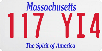 MA license plate 117YI4