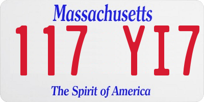 MA license plate 117YI7