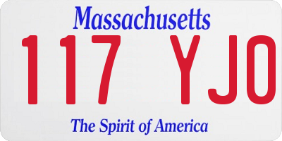 MA license plate 117YJ0