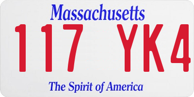 MA license plate 117YK4