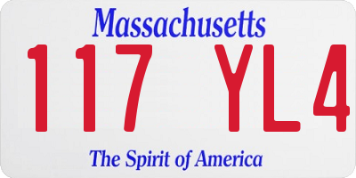 MA license plate 117YL4