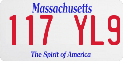 MA license plate 117YL9