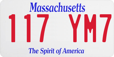 MA license plate 117YM7