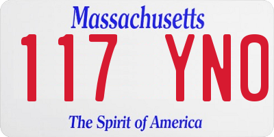 MA license plate 117YN0