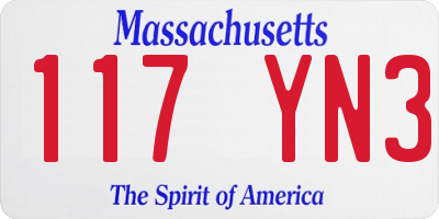 MA license plate 117YN3