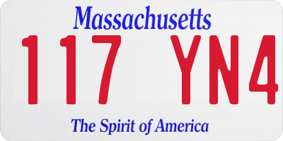MA license plate 117YN4