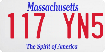 MA license plate 117YN5