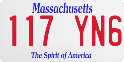 MA license plate 117YN6