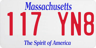 MA license plate 117YN8