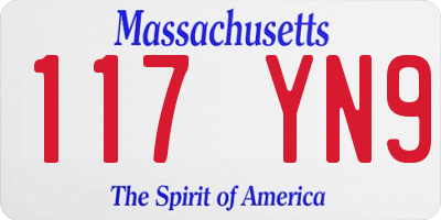 MA license plate 117YN9