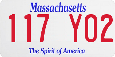 MA license plate 117YO2