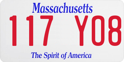 MA license plate 117YO8