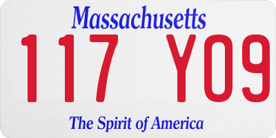 MA license plate 117YO9