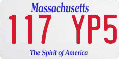 MA license plate 117YP5