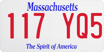 MA license plate 117YQ5