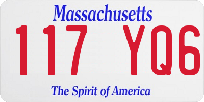 MA license plate 117YQ6