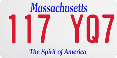MA license plate 117YQ7