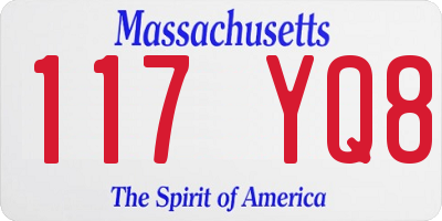 MA license plate 117YQ8