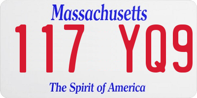 MA license plate 117YQ9