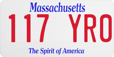 MA license plate 117YR0