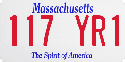 MA license plate 117YR1
