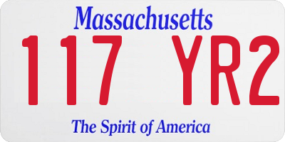 MA license plate 117YR2