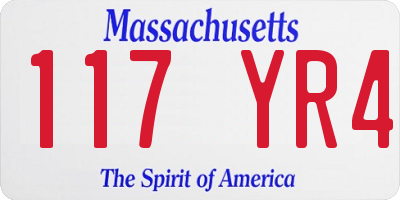MA license plate 117YR4