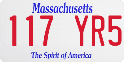 MA license plate 117YR5