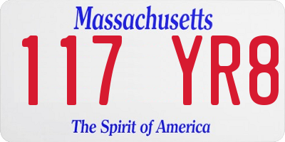 MA license plate 117YR8