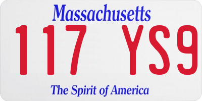 MA license plate 117YS9