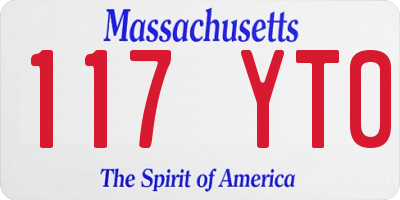 MA license plate 117YT0