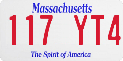 MA license plate 117YT4