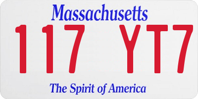 MA license plate 117YT7