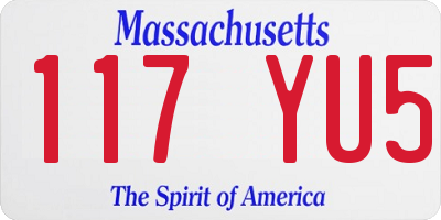 MA license plate 117YU5