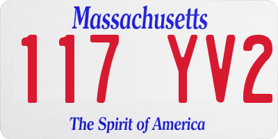 MA license plate 117YV2