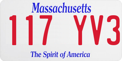 MA license plate 117YV3