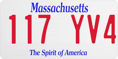 MA license plate 117YV4