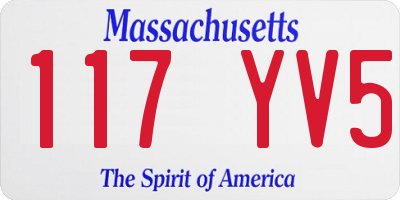 MA license plate 117YV5