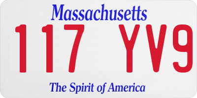 MA license plate 117YV9