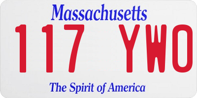 MA license plate 117YW0