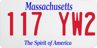 MA license plate 117YW2