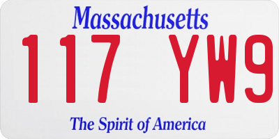 MA license plate 117YW9