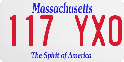 MA license plate 117YX0